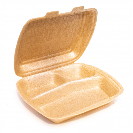 Ambalaje polistiren - Caserola Polistiren 3 Compartimente, MB3, 1000gr, Set 100buc