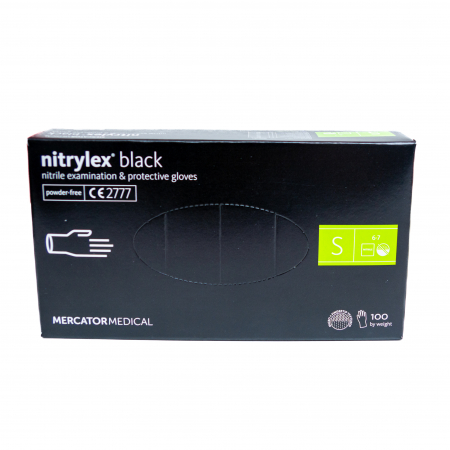 Accesorii curatenie - Cutie 100 buc Manusi Unica Folosinta din Nitril - Negre, Marimea S