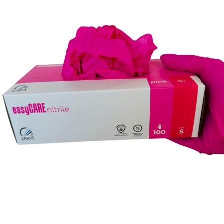 Accesorii curatenie - Manusi roz din nitril, unica folosinta, cutie 100 buc