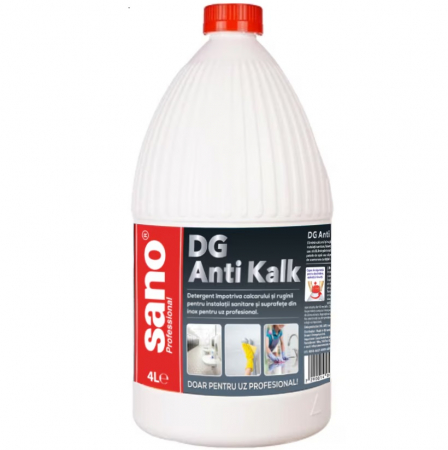 Detergenti Baie si Toaleta - Detartrant pentru indepartarea calcarului si ruginei, Sano Anti Kalk, 4 L