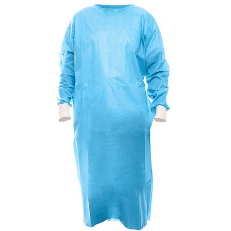 Consumabile Medicale - Halat de laborator, albastru cu mansete albe, inchidere velcro