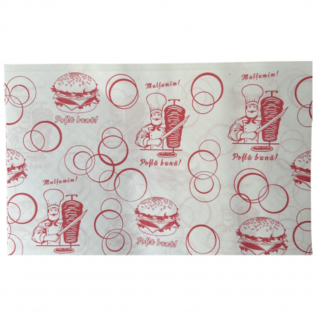Ambalaje plastic - Hartie ambalaj Shaworma 25x35cm, bax 5kg, 57+6g/mp