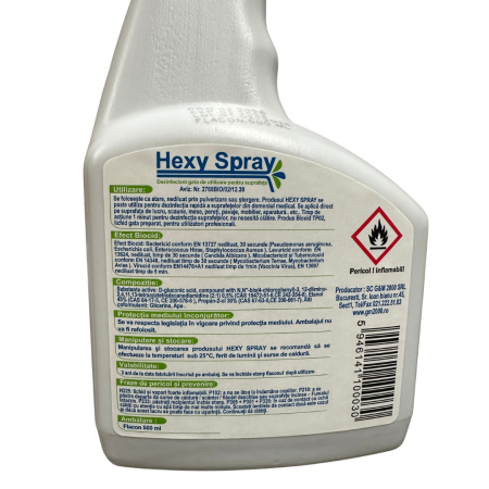 Hexy Spray Dezinfectant Suprafete Rapid TP2 500ml | Bactericid Fungicid Virucid Rapid [3]
