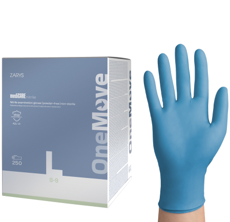 Accesorii curatenie - Manusi nitril ONE MOVE L (8-9), albastre, nepudrate, 250 buc/set – extracție igienică