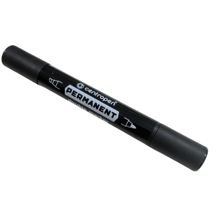 Birotica si Papetarie - Marker permanent negru, cu 2 capete, varf subtire si gros