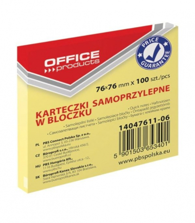 Birotica si Papetarie - Notes Autoadeziv 76×76 mm, Galben, 100 file