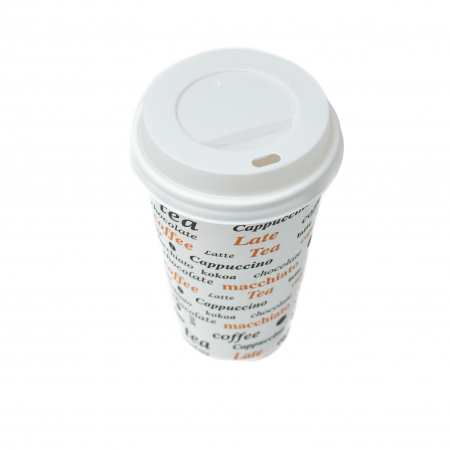 Pahare carton - Pahare Carton cu Capac, 12oz, 355ml, Set 100 bucati