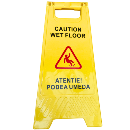 Accesorii curatenie - Panou indicator avertizare „Podea umedă / Wet floor”
