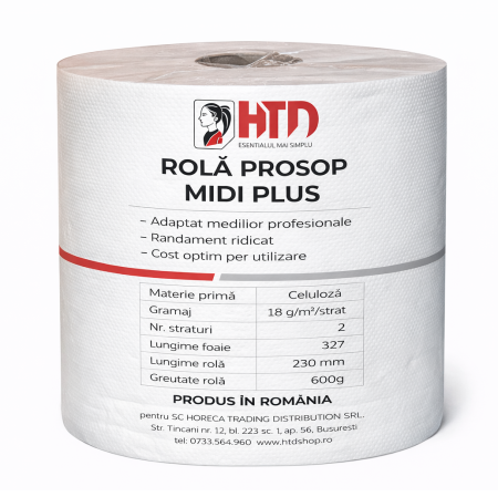 Hartie Igienica si Prosoape - Rolo Prosop Midi Plus, 75m, 2 Straturi, 100% Celuloza