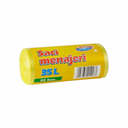 Accesorii curatenie - Saci menajeri 35L, Galbeni, 50 buc/rola