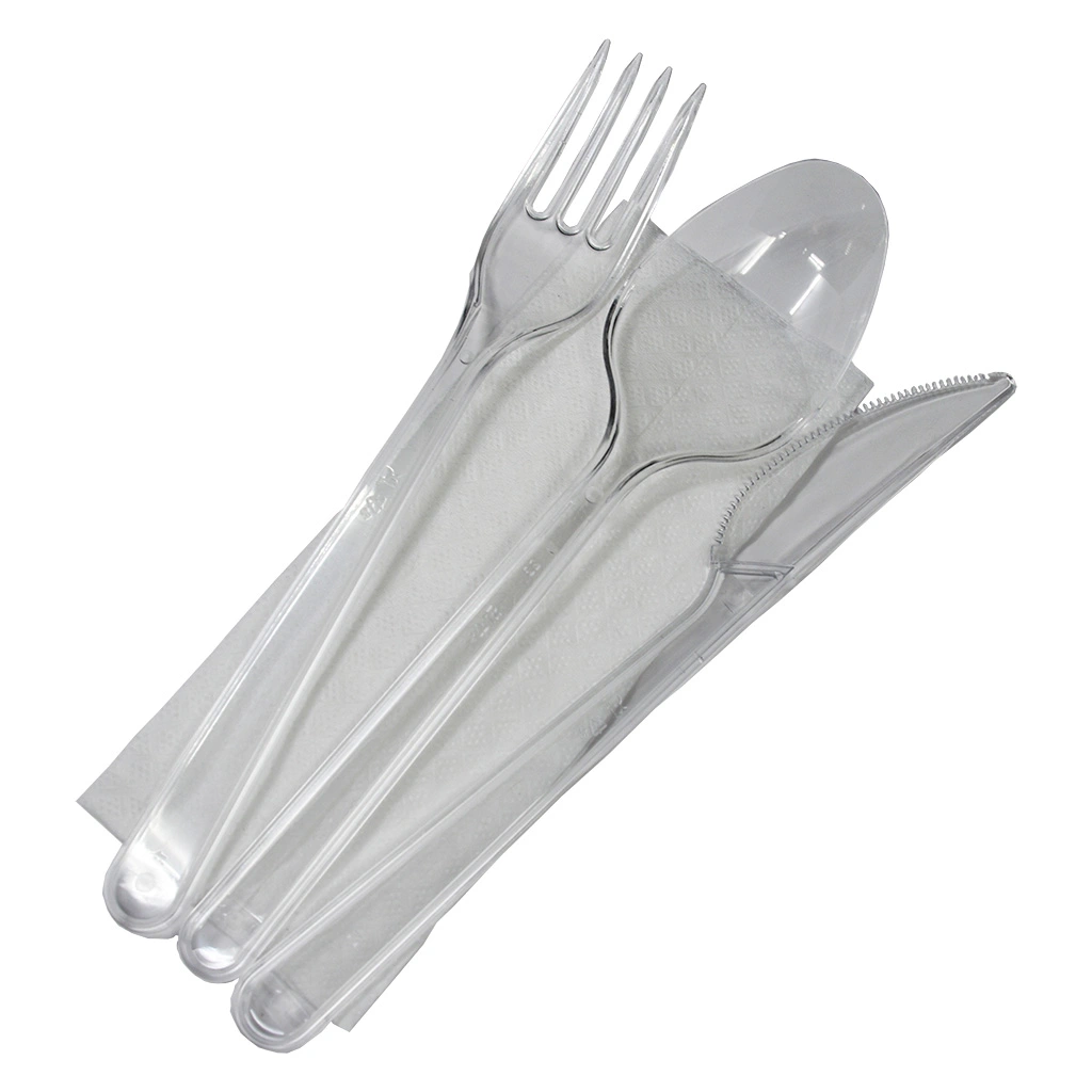 Tacamuri - Set 100 bucati Tris Reutilizabil - Furculita, Cutit, Lingura si Servetel