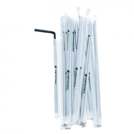 Ambalaje HoReCa - Set 400 Paie Negre Flexibile Biodegradabile si Compostabile