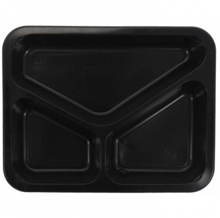 Set 50 Caserole termosudabile din PP pentru catering, negre, 3compartimente [1]