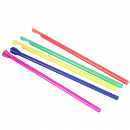Paie de Baut - Set 500 Paie PP Reutilizabile, Cu Lingurita, 205x6mm