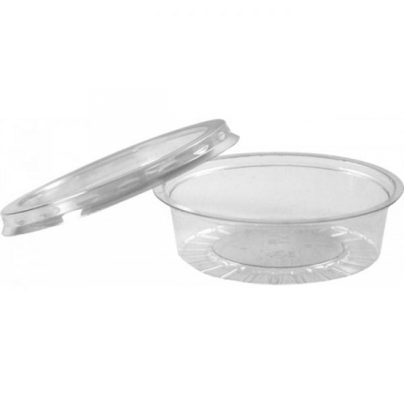 Ambalaje plastic - Sosiere Plastic Rotunde + Capac Separat, 80cc, Set 100 buc