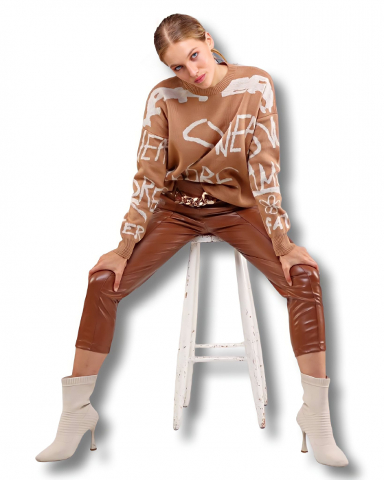 Pulover lung bej Oat [3]