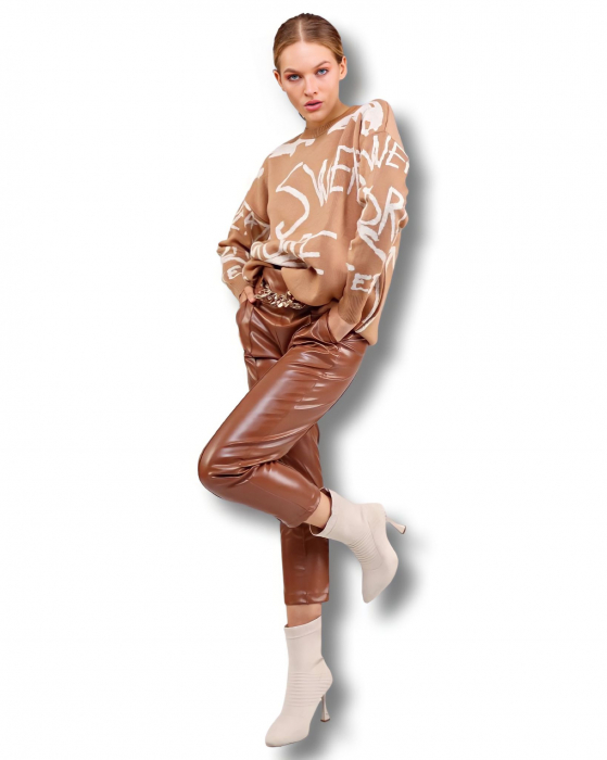 Pulover lung bej Oat [2]
