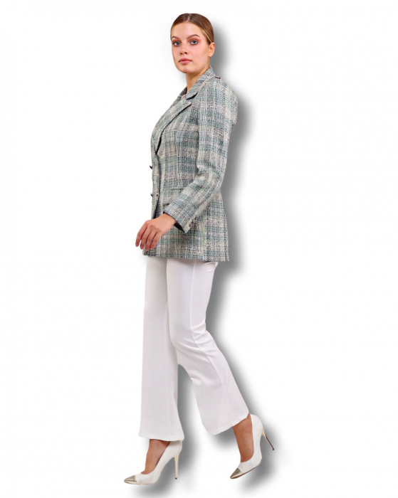 Sacou dama gri bleu cu carouri Frost [2]