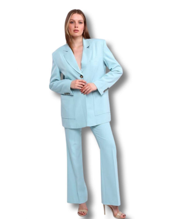 Costum dama albastru bleu Oversized Baby Blue [2]