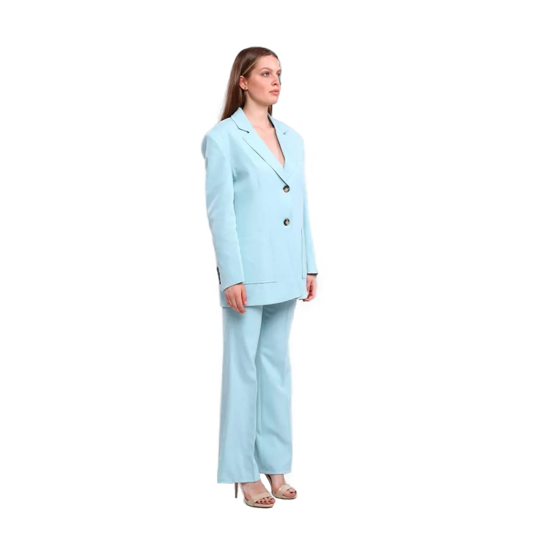 Costum dama albastru bleu Oversized Baby Blue [4]
