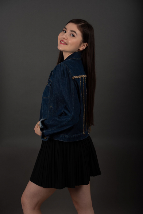 Geaca Denim Handmade cu decoratiuni aurii Adela [2]