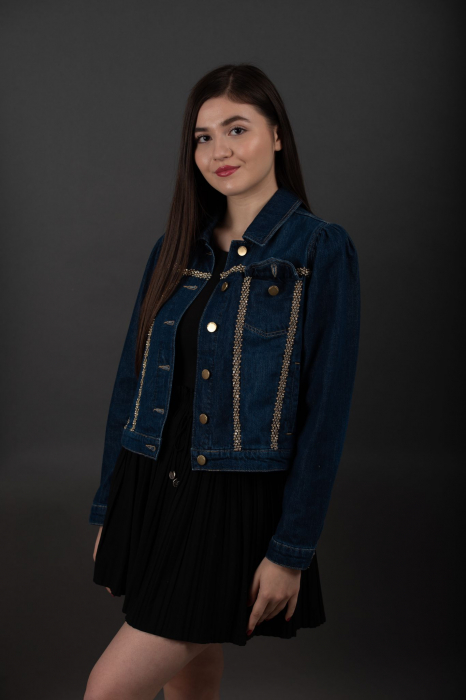 Geaca Denim Handmade cu decoratiuni aurii Isabel | Hugo Studio [3]