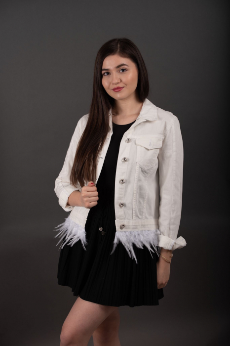 Geaca Denim Handmade cu pene Nicola [2]