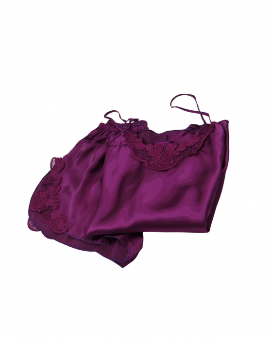 Pijama scurta damă din satin mov - Forward Fuchsia [2]