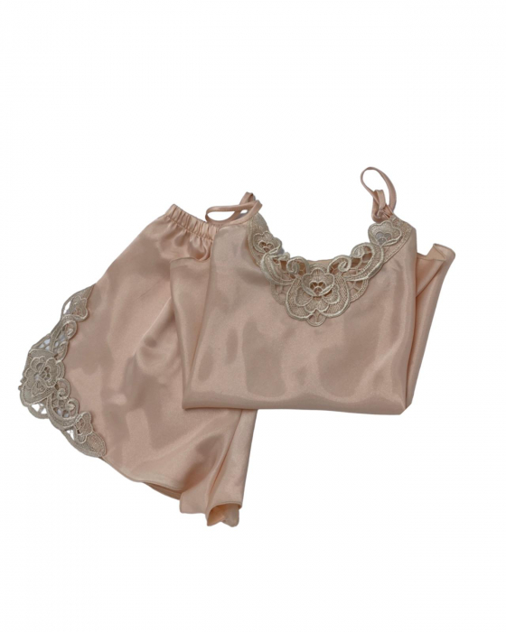Pijama scurtă din satin Ivoire [2]