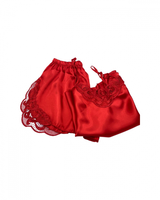 Pijamale scurte damă din satin Red [2]