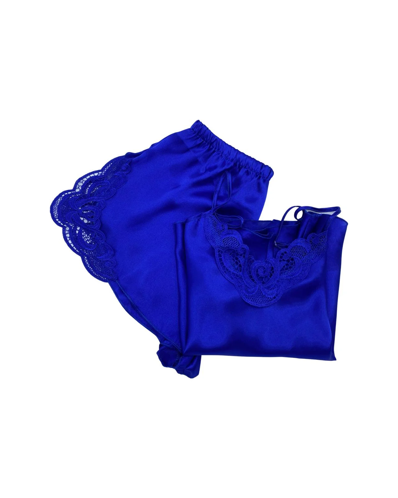 Pijama scurtă din satin Royal Blue [3]