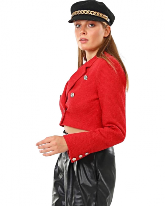 Sacou Rosu Scurt Dama Cropped Hot Red [2]