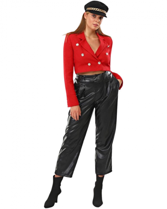 Sacou Rosu Scurt Dama Cropped Hot Red [4]