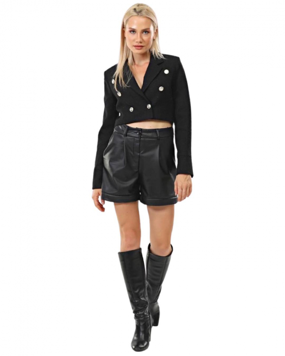 Sacou Negru Scurt Dama Cropped Red Hot [4]
