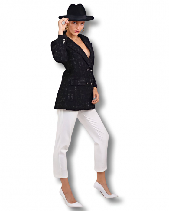 Sacou negru dama cu carouri fine Midnight [4]
