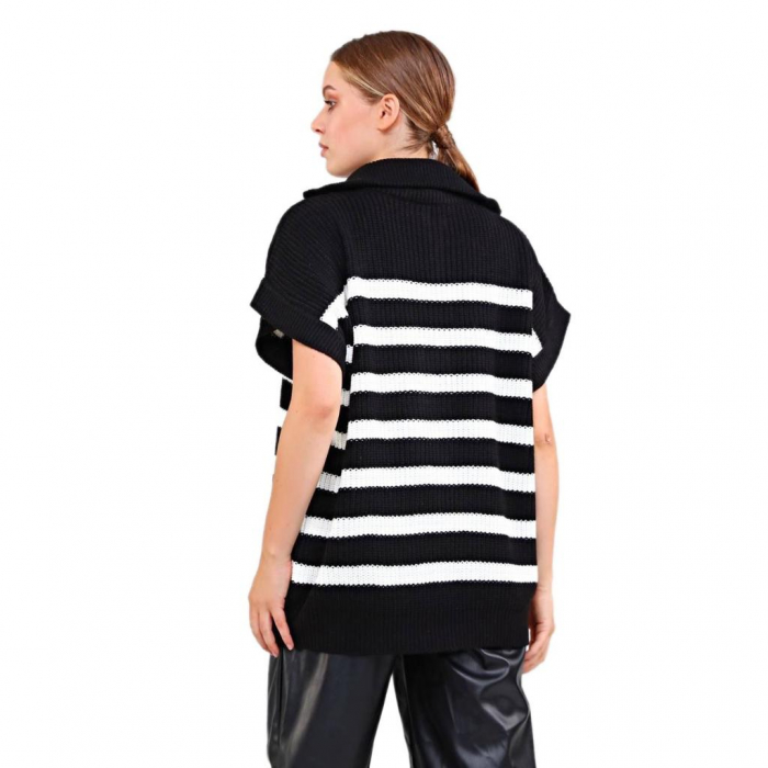 Vesta dama neagra cu dungi albe Black-White [2]