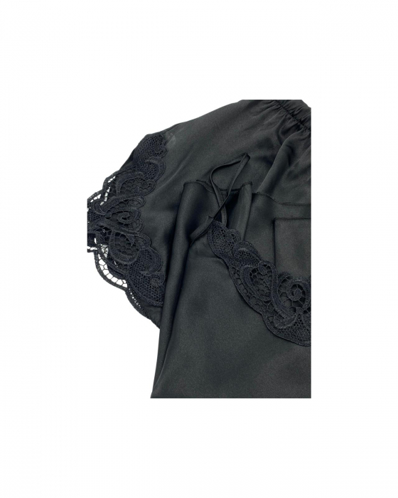 Pijama scurtă din satin Black [3]