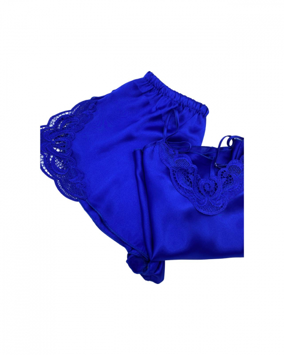 Pijama scurtă din satin Royal Blue [2]