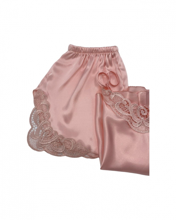 Pijama scurtă din satin Tender Pink [3]