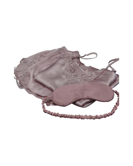 Pijama scurtă din satin Reverie Pink [3]