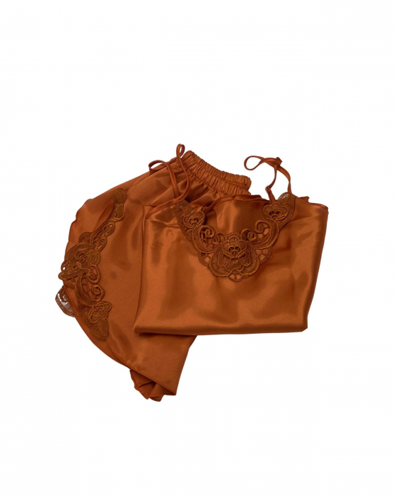Pijama scurtă din satin Orange [2]