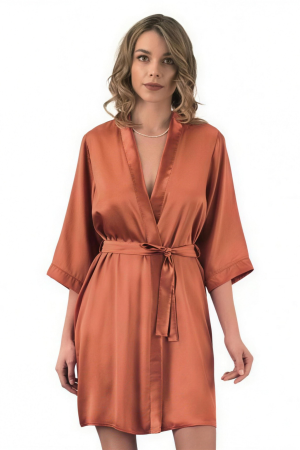 Cămăși de Noapte - Chimono din satin Peach