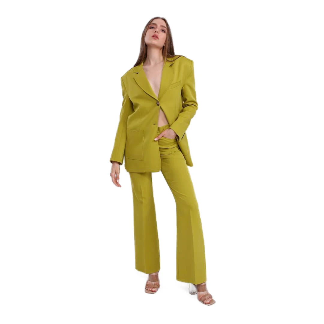 Costum dama galben Oversized Lime [5]