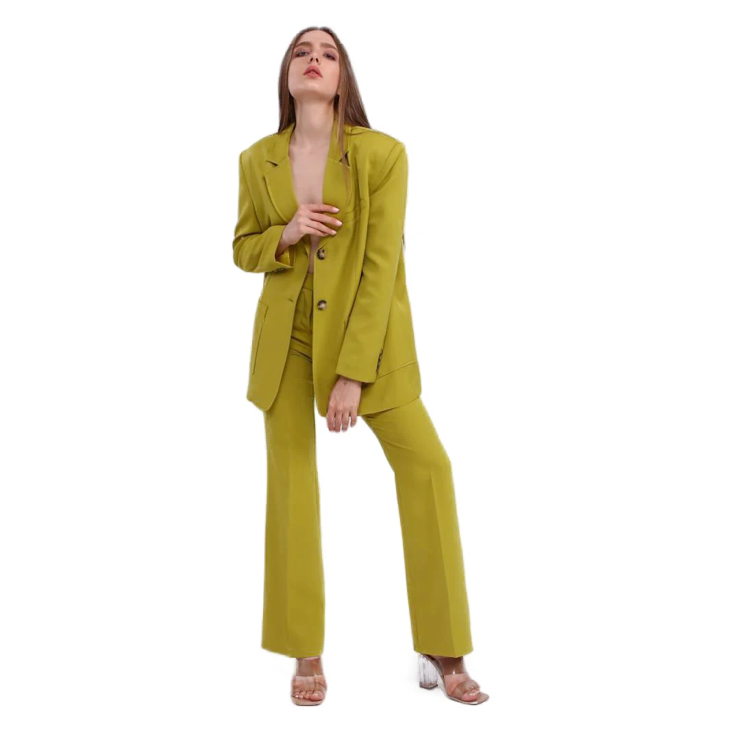 Costum dama galben Oversized Lime [2]