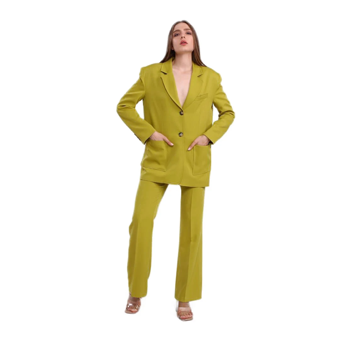 Costum dama galben Oversized Lime [4]