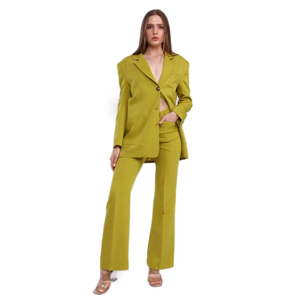 Costum dama galben Oversized Lime [3]