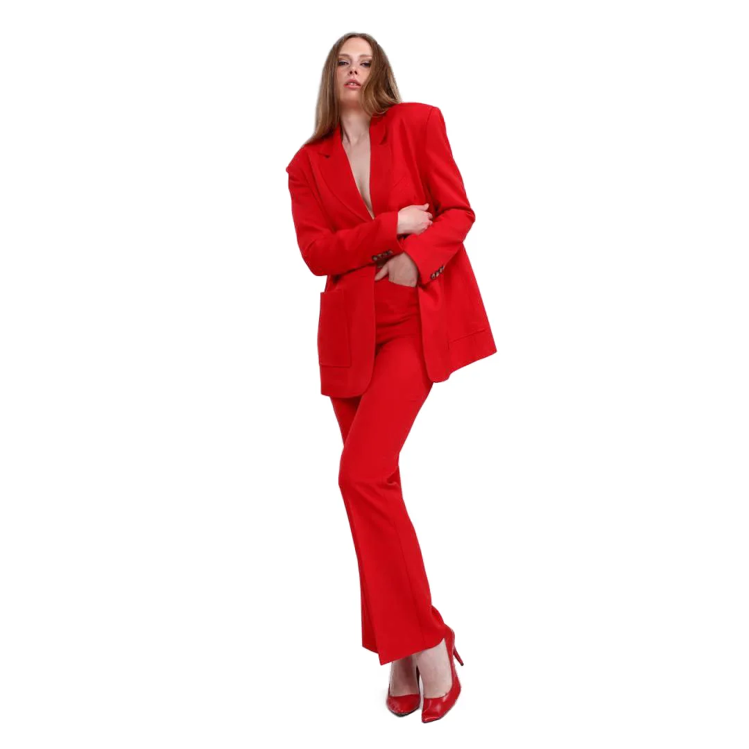 Costum dama rosu oversized Sangria [3]