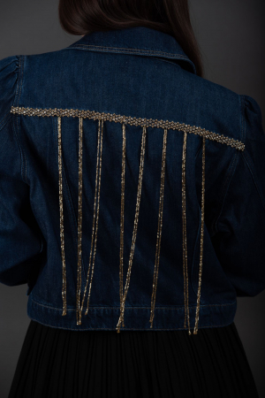 Geaca Denim Handmade cu decoratiuni aurii Adela [2]