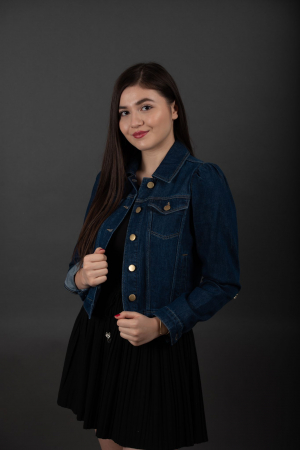 Geaca Denim Handmade cu decoratiuni aurii Bianca [1]