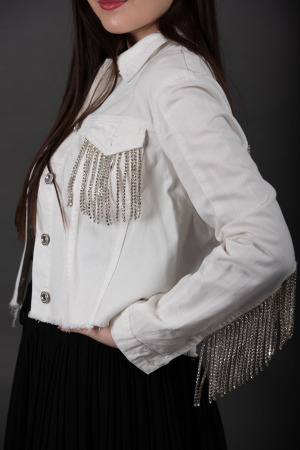 Geaca Denim Handmade Ivi cu franjuri [2]